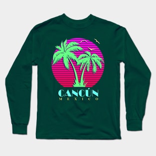 Cancun Mexico Palm Trees Sunset Long Sleeve T-Shirt